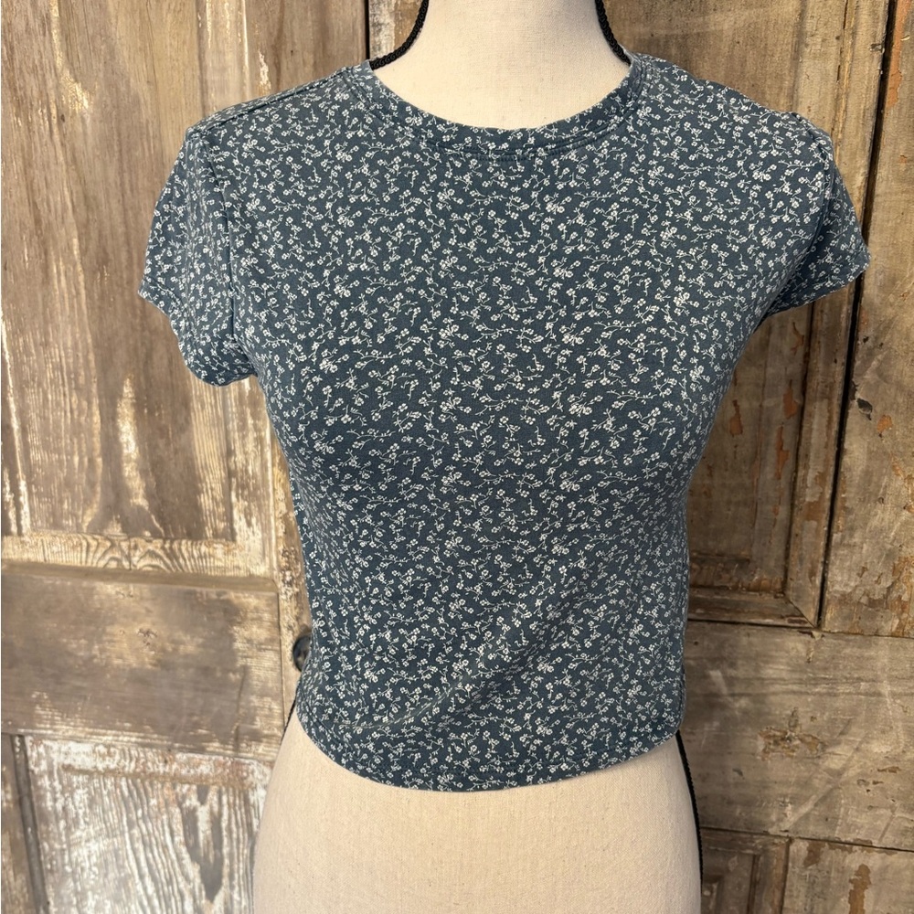 PacSun Blue Floral Crop Top
